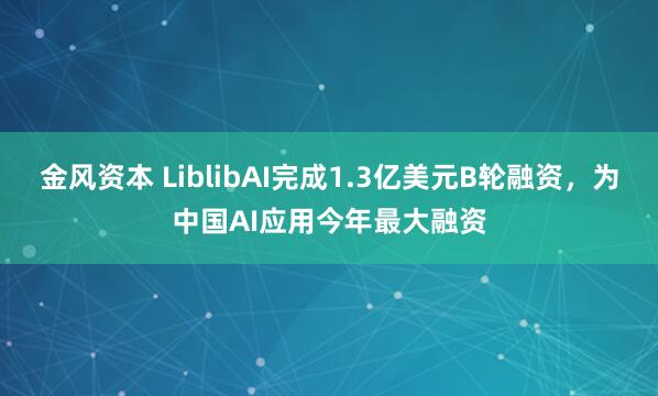 金风资本 LiblibAI完成1.3亿美元B轮融资，为中国AI应用今年最大融资