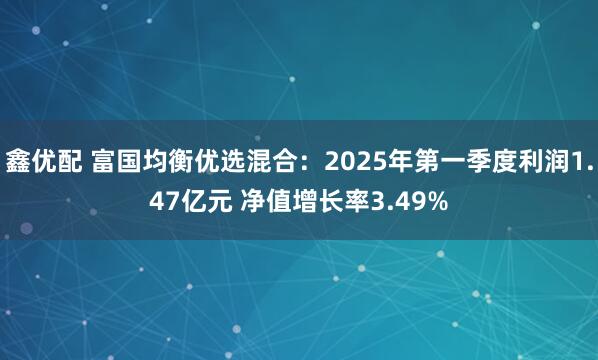 鑫优配 富国均衡优选混合：2025年第一季度利润1.47亿元 净值增长率3.49%